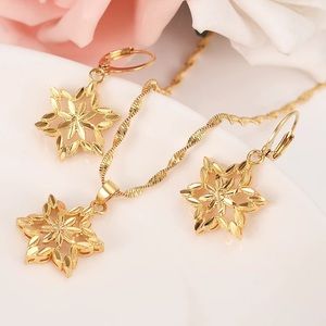 24K Dubai Gold plated India Ethiopian Set Jewelry Necklace pendant Earring gift